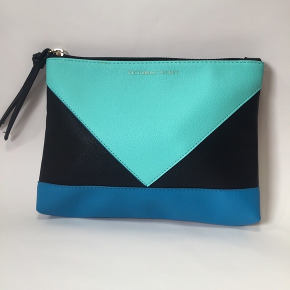 Victoria's Secret Handbags - Victoria’s Secret black blue colorblock clutch